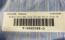 Load image into Gallery viewer, Michael Kors Mens Blue Striped Print Long Sleeve Collared Dress Shirt Size 18