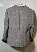Load image into Gallery viewer, Hugo Boss Womens White Plaid Long Sleeve Black Open Front Blazer Jacket Size 4