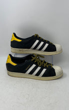 Load image into Gallery viewer, Adidas Mens Superstar Q16710 Black Yellow Lace-Up Sneaker Shoes Size 10.5