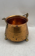 Load image into Gallery viewer, Vintage Teleflora Collectibles Three Footed Top Handle Brass Tone Jar