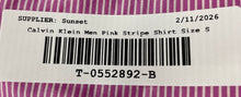 Load image into Gallery viewer, Calvin Klein Mens Pink White Striped Cotton Long Sleeve Button-Up Shirt Size S/P