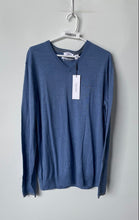 Load image into Gallery viewer, Calvin Klein Mens Blue Knitted Long Sleeve V-Neck Pullover Sweater Size L W/ Tag