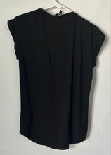 Load image into Gallery viewer, Express Womens Black Cap Sleeve Asymmetrical Neck Front Zip T-Shirt Size Small