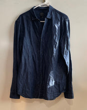 Load image into Gallery viewer, Armani Exchange Mens Blue Long Sleeve Regular Fit Collared Button-Up Shirt Sz M