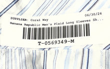 Load image into Gallery viewer, Banana Republic Mens White Striped Cotton Fitted Long Sleeve Dress Shirt Size L