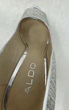 Load image into Gallery viewer, Aldo Womens Leanora Silver Peep Toe Slip-On Stiletto Pump Heels Size 7.5