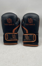 Load image into Gallery viewer, Sanabul Essential Gel Unisex Black Brown Gold-Tone 8Oz Hook & Loop Boxing Gloves