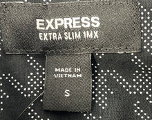 Load image into Gallery viewer, Express Mens 1MX Black Gray Houndstooth Extra Slim Fit Button-Up Shirt Size S