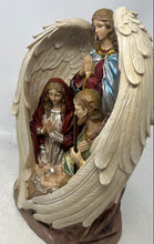 Load image into Gallery viewer, Ceramic Holy Family With Angel Religious Figure Statue w/ String Light No Tested