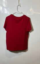 Load image into Gallery viewer, Chico's Womens Red Black Floral Leaf Print Short Sleeve Crew Neck T-Shirt Size 1