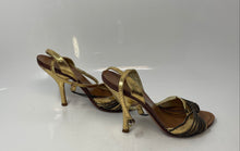 Load image into Gallery viewer, BCBGMAXAZRIA Womens Brown Yellow Open Toe Buckle Slingback Sandal Size 7.5 B
