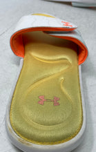 Load image into Gallery viewer, Under Armour Womens Ignite 9 3022717-113 White Yellow Slide Sandals Size 9