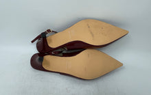 Load image into Gallery viewer, E1Dof Womens Burgundy Patent Leather Pointed Toe Block Slingback Heels Size 10