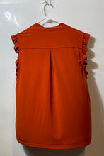 Load image into Gallery viewer, Calvin Klein Womens Rust Short Sleeve Tie Neck Pullover Blouse Top Size L