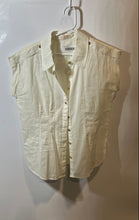 Load image into Gallery viewer, Tory Burch Womens Cream Short Sleeve Collared Button-Up Shirt Size 8