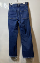Load image into Gallery viewer, Zara Womens Blue Denim Frayed Hem Stretch Pockets Wide-Leg Jeans Size 6