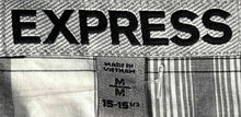 Load image into Gallery viewer, Express Mens Black Gray Plaid Long Sleeve Collared Dress Shirt Size M 15-15.5