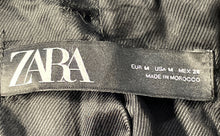 Load image into Gallery viewer, Zara Womens Gray Herringbone Print Long Sleeve Pockets Collared Overcoat Size M