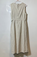 Load image into Gallery viewer, Mango Womens Beige Check Sleeveless Round Neck Back Zip Midi A-Line Dress Sz 10