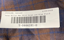 Load image into Gallery viewer, Peter Millar Mens Brown Blue Plaid Cotton Long Sleeve Button-Up Shirt Size M