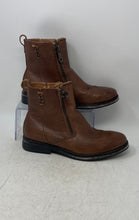 Load image into Gallery viewer, Guess Mens Brown Leather Round Toe Side Zipper Ankle Boots Size 7