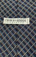 Load image into Gallery viewer, Giorgio Armani Mens Blue Geometric Print Silk Keeper Loop Adjustable Pointed Tie