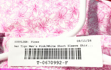 Load image into Gallery viewer, Bertigo Mens Pink White Floral Short Sleeve Collared Button-Up Shirt Sz M W/ Tag