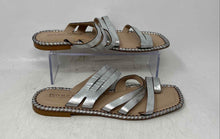 Load image into Gallery viewer, Donald Pliner Womens Silver Square Toe Flat Slide Sandals Size 9