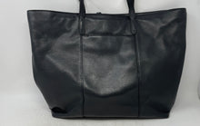 Load image into Gallery viewer, Thacker Womens Black Pebbled Leather Double Handles Pockets Tasseled Tote Bag
