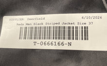 Load image into Gallery viewer, Reda Mens Black Striped Notch Lapel Double-Breasted Blazer Jacket Size 37
