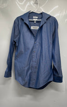 Load image into Gallery viewer, Calvin Klein Mens Blue Cotton Slim Fit Long Sleeve Dress Shirt Size 16 32/33