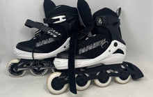 Load image into Gallery viewer, Papaison Mens Black White Adjustable Strap 4 Wheel Inline Skates Size XL
