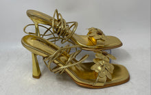 Load image into Gallery viewer, Anne Michelle Womens Yellow Gold Tone Stiletto Heel Strappy Sandals Size 8.5