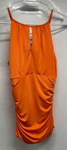 Load image into Gallery viewer, Bebe Womens Orange Sleeveless Halter Neck Side Ruched Blouse Top Size S