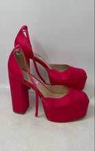 Load image into Gallery viewer, Steve Madden Womens Agata Pink Leather Ankle Strap High Platform Heels Size 8.5M