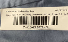 Load image into Gallery viewer, Boss Mens Blue Long Sleeve Slim Fit Stretch Performance Dress Shirt Size 15 1/2