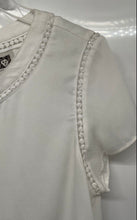 Load image into Gallery viewer, Anne Klein Womens White Short Sleeve Round Neck Button Back Blouse Top No Size