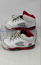 Load image into Gallery viewer, Nike Boys Air Jordan 5 440890-120 White Red Leather Basketball Shoes Size 9C