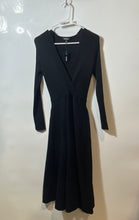 Load image into Gallery viewer, Express Womens Black Long Sleeve V-Neck Belted Sweater Dress Size Medium