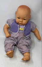 Load image into Gallery viewer, Vintage Blue Realistic Baby Girl Doll With Purple White Gingham Outfit