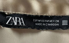 Load image into Gallery viewer, Zara Womens Beige Satin Long Sleeve Collared Button-Up Shirt Size Medium
