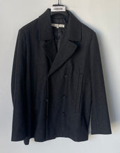Load image into Gallery viewer, Kenneth Cole Mens Black Long Sleeve Pockets Double Breasted Pea Coat Size L