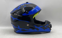 Load image into Gallery viewer, MXJ-Gear Unisex Black And Blue Motorcycle Helmet Size L With Goggles