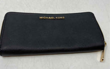 Load image into Gallery viewer, Michael Kors Womens Black Textured Leather Accordion Zip-Around Wallet