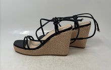 Load image into Gallery viewer, Marc Fisher Womens Zesty Black Leather Platform Espadrille Sandals Size 8.5