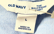 Load image into Gallery viewer, Old Navy Womens Blue Cotton Boyfriend Oversized Button-Up Shirt Size Large