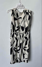Load image into Gallery viewer, Express Womens White Black Abstract Draped V-Neck Sleeveless Mini Dress Size M