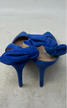 Load image into Gallery viewer, BCBGeneration Womens Blue Suede Bow Pointed Toe Slip-On Slingback Heels Size 10