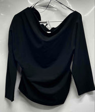 Load image into Gallery viewer, Zara Womens Black Cowl Neck 3/4 Sleeve Stretch Pullover Blouse Top Size Large