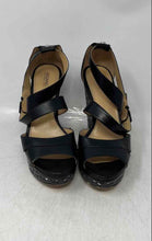 Load image into Gallery viewer, Michael Kors Womens Black Leather Open Toe Wedge Heel Platform Sandals Size 6.5M